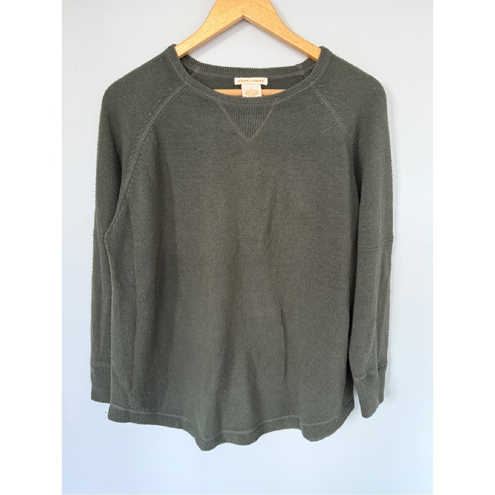 Sweet Romeo Olive Green‎ Pullover Sweater Long Sleeve Knit Top Large